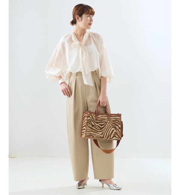 journal standard L'essage「《追加》IPEKERドット&フラワー/シアーボウタイブラウス」|シャツ・ブラウス|