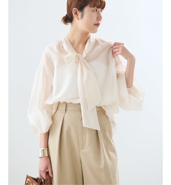 journal standard L'essage「《追加》IPEKERドット&フラワー/シアーボウタイブラウス」|シャツ・ブラウス|