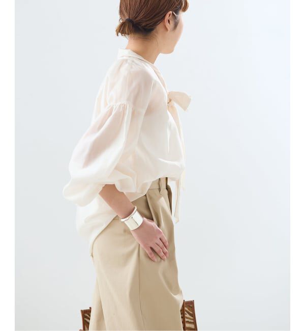 journal standard L'essage「《追加》IPEKERドット&フラワー/シアーボウタイブラウス」|シャツ・ブラウス|