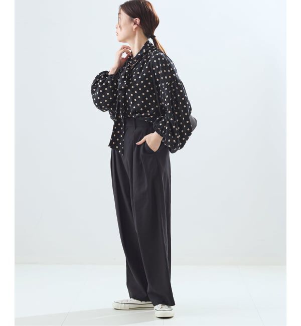 journal standard L'essage「《追加》IPEKERドット&フラワー/シアーボウタイブラウス」|シャツ・ブラウス|