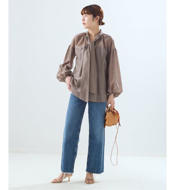 journal standard L'essage「《追加》IPEKERドット&フラワー/シアーボウタイブラウス」|シャツ・ブラウス|