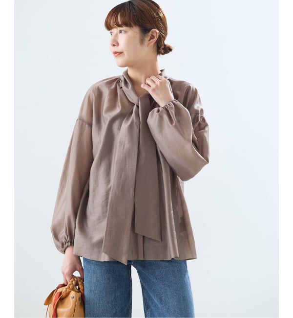 journal standard L'essage「《追加》IPEKERドット&フラワー/シアーボウタイブラウス」|シャツ・ブラウス|