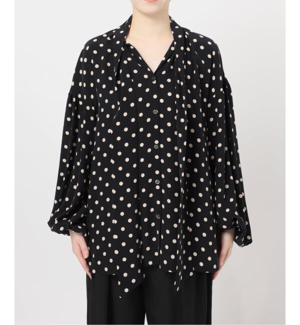 journal standard L'essage「《追加》IPEKERドット&フラワー/シアーボウタイブラウス」|シャツ・ブラウス|