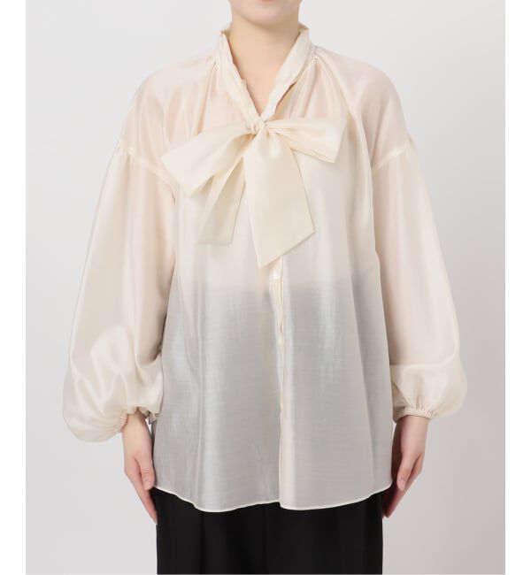 journal standard L'essage「《追加》IPEKERドット&フラワー/シアーボウタイブラウス」|シャツ・ブラウス|