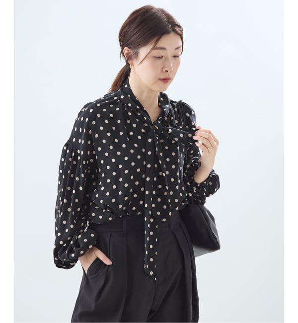 journal standard L'essage「《追加》IPEKERドット&フラワー/シアーボウタイブラウス」|シャツ・ブラウス|
