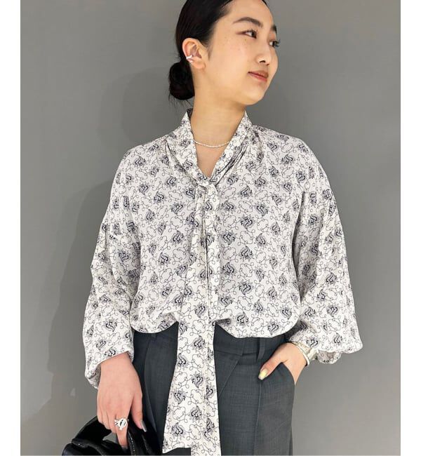 journal standard L'essage「《追加》IPEKERドット&フラワー/シアーボウタイブラウス」|シャツ・ブラウス|