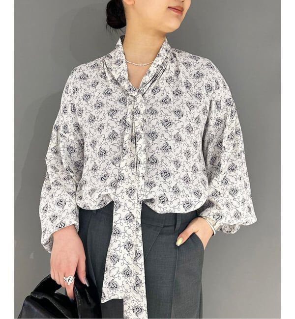 journal standard L'essage「《追加》IPEKERドット&フラワー/シアーボウタイブラウス」|シャツ・ブラウス|ホワイト B