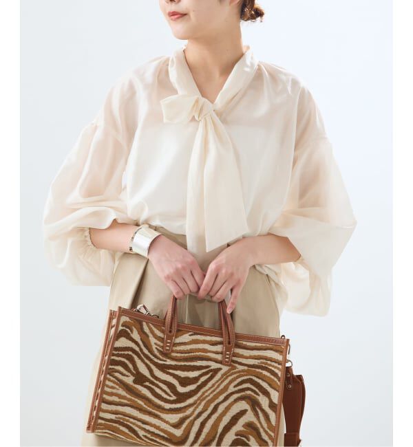 journal standard L'essage「《追加》IPEKERドット&フラワー/シアーボウタイブラウス」|シャツ・ブラウス|ナチュラル