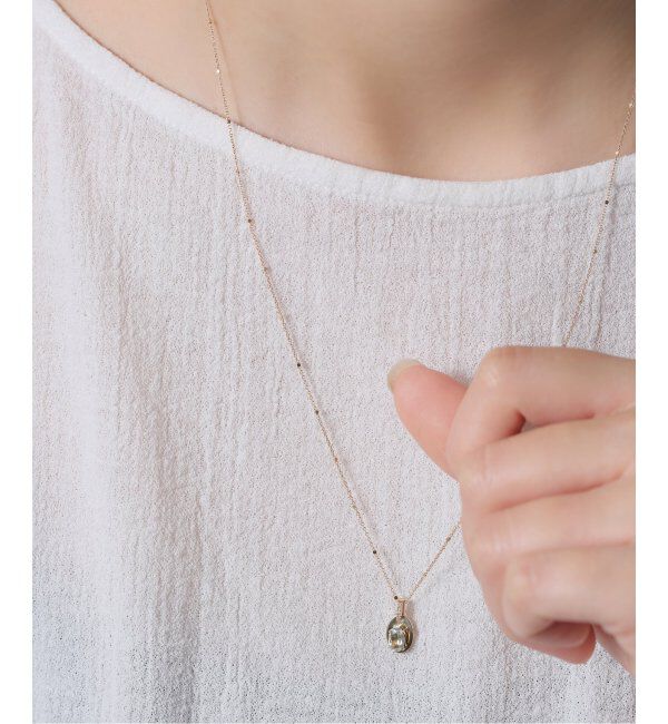 Lilas by Spick&Span「メレダイヤバチカングリーンアメジスト55cmネックレス K10」|ネックレス|ゴールド