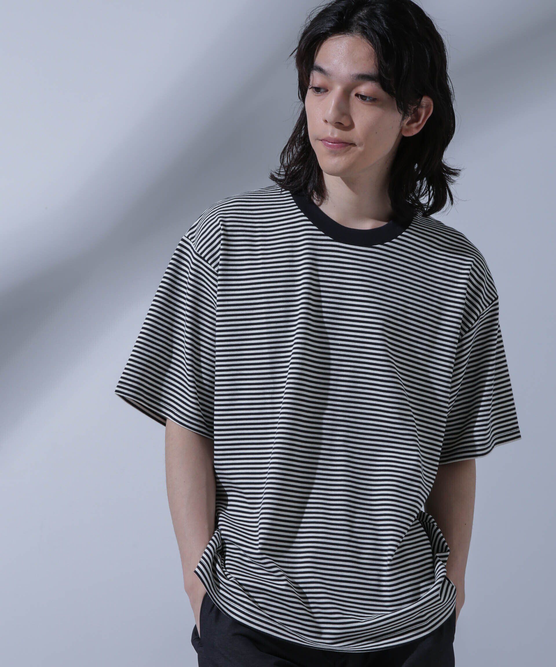 nano･universe「Anti Soaked(R)  汗染み防止 ボーダークルーネックTシャツ」|Tシャツ・カットソー|