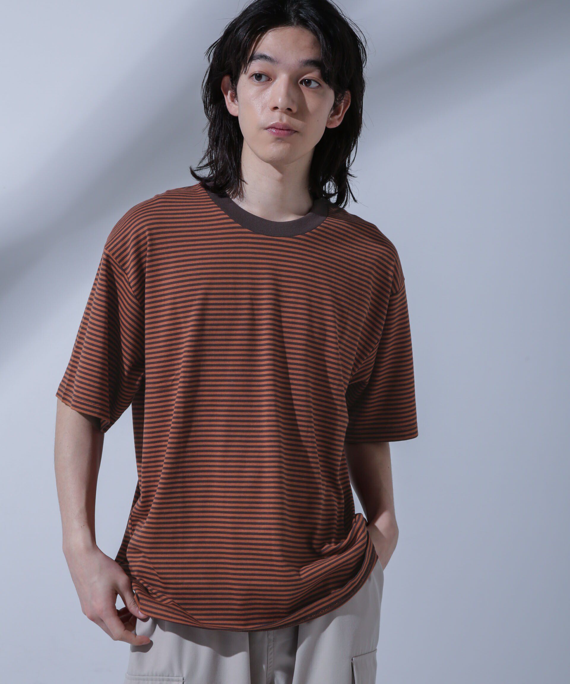 nano･universe「Anti Soaked(R)  汗染み防止 ボーダークルーネックTシャツ」|Tシャツ・カットソー|