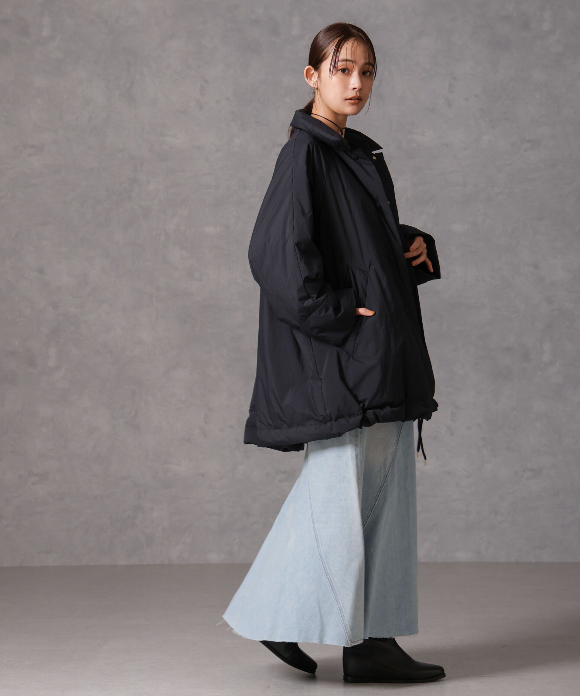 nano･universe「「西川ダウン(R)」ミドル丈バックタックコート」|ダウン|