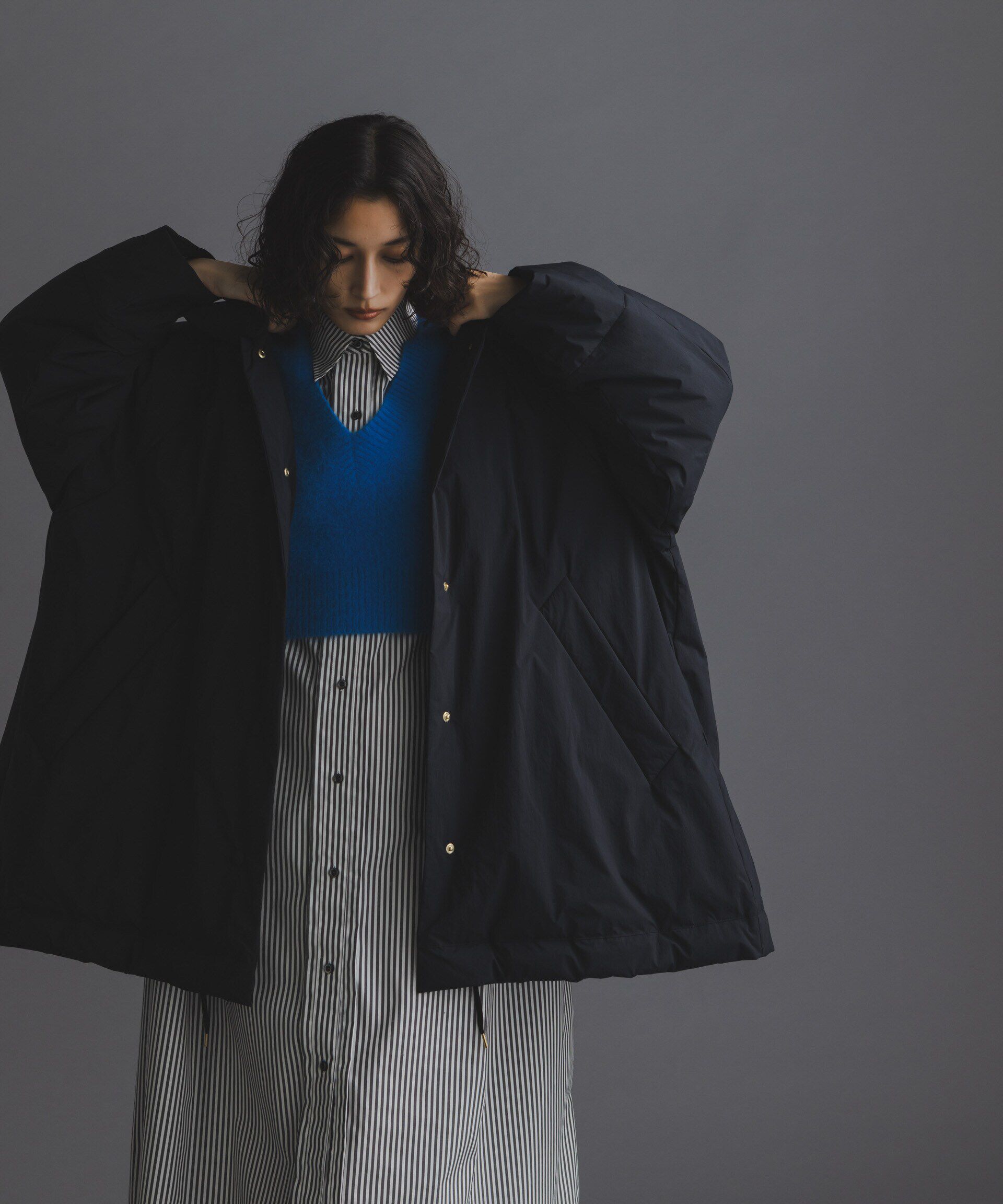 nano･universe「「西川ダウン(R)」ミドル丈バックタックコート」|ダウン|