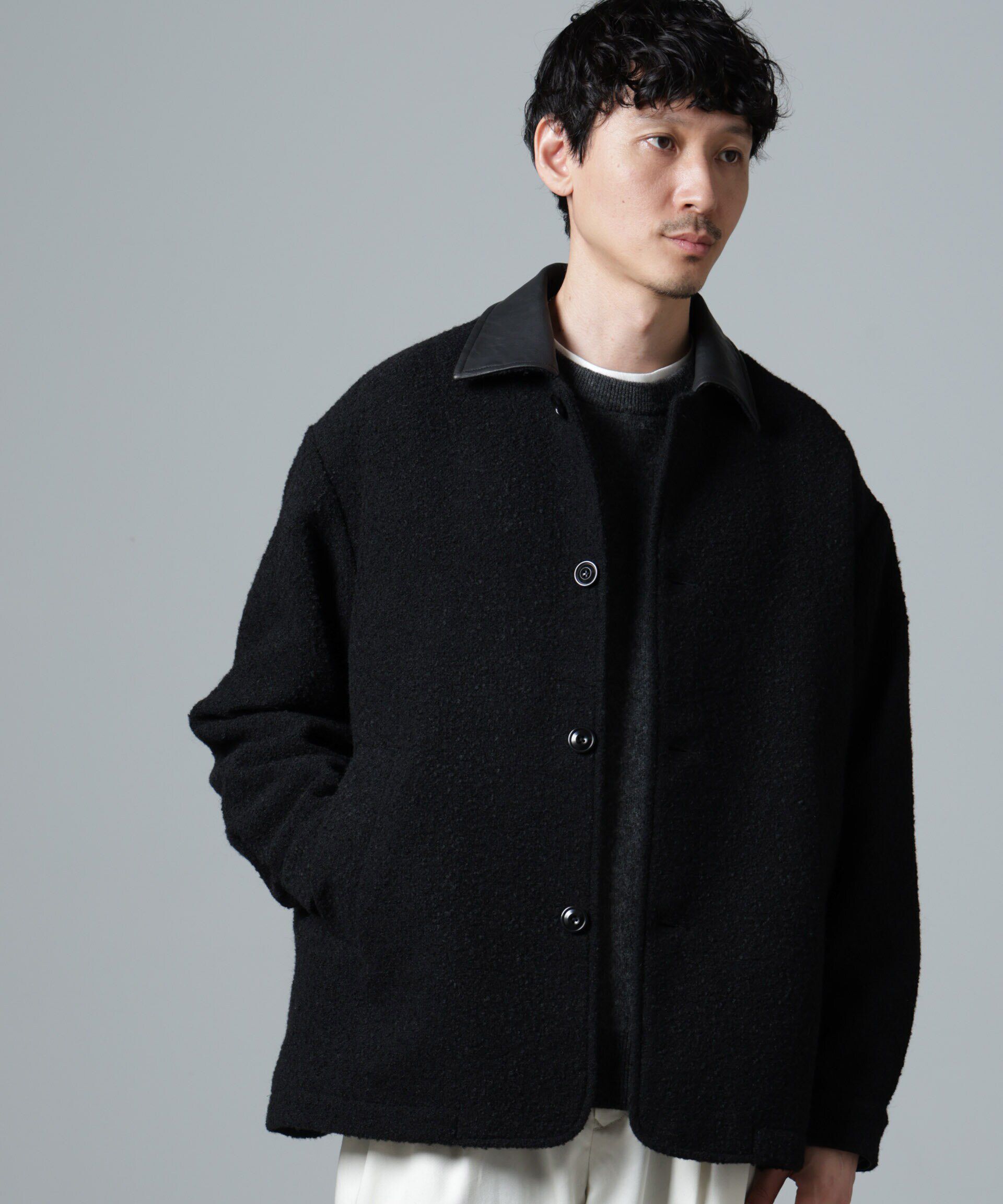 nano･universe「ループヤーンミックス バーンジャケット」|ブルゾン・スタジャン|ブラック