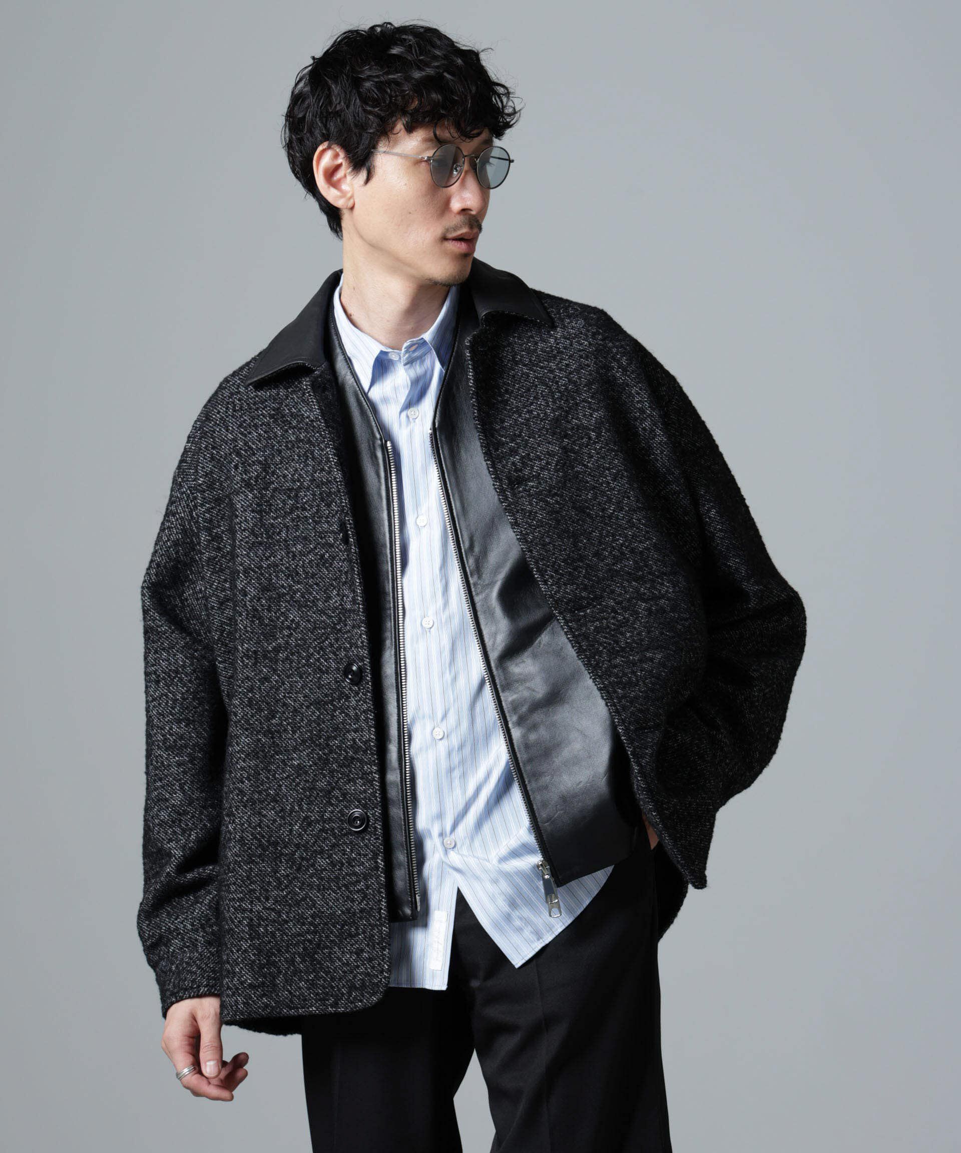 nano･universe「ループヤーンミックス バーンジャケット」|ブルゾン・スタジャン|
