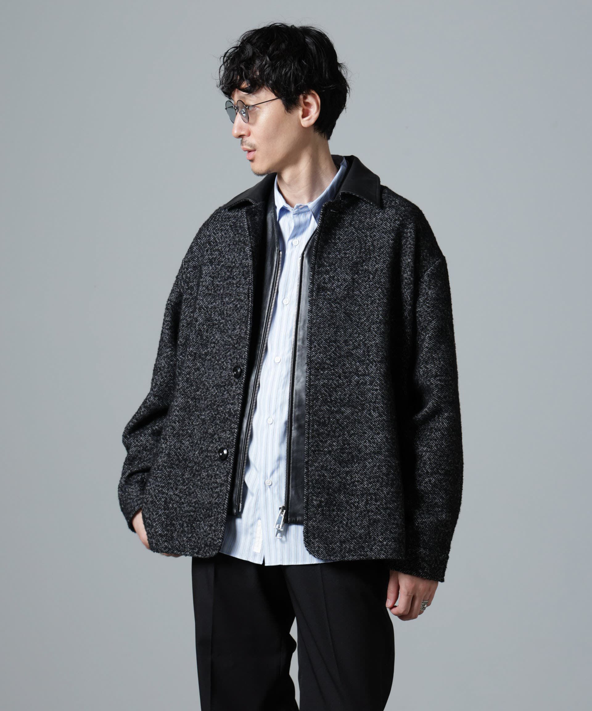 nano･universe「ループヤーンミックス バーンジャケット」|ブルゾン・スタジャン|