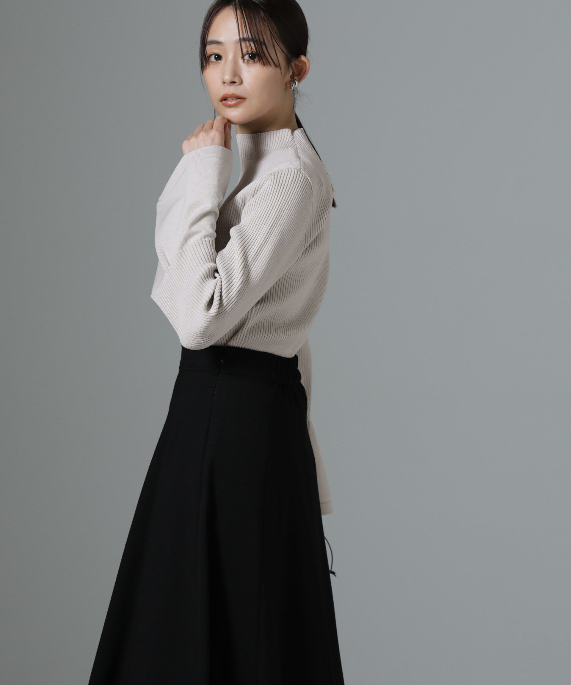 nano･universe「ハイネックベルスリーブリブニットプルオーバー」|ニット・セーター|