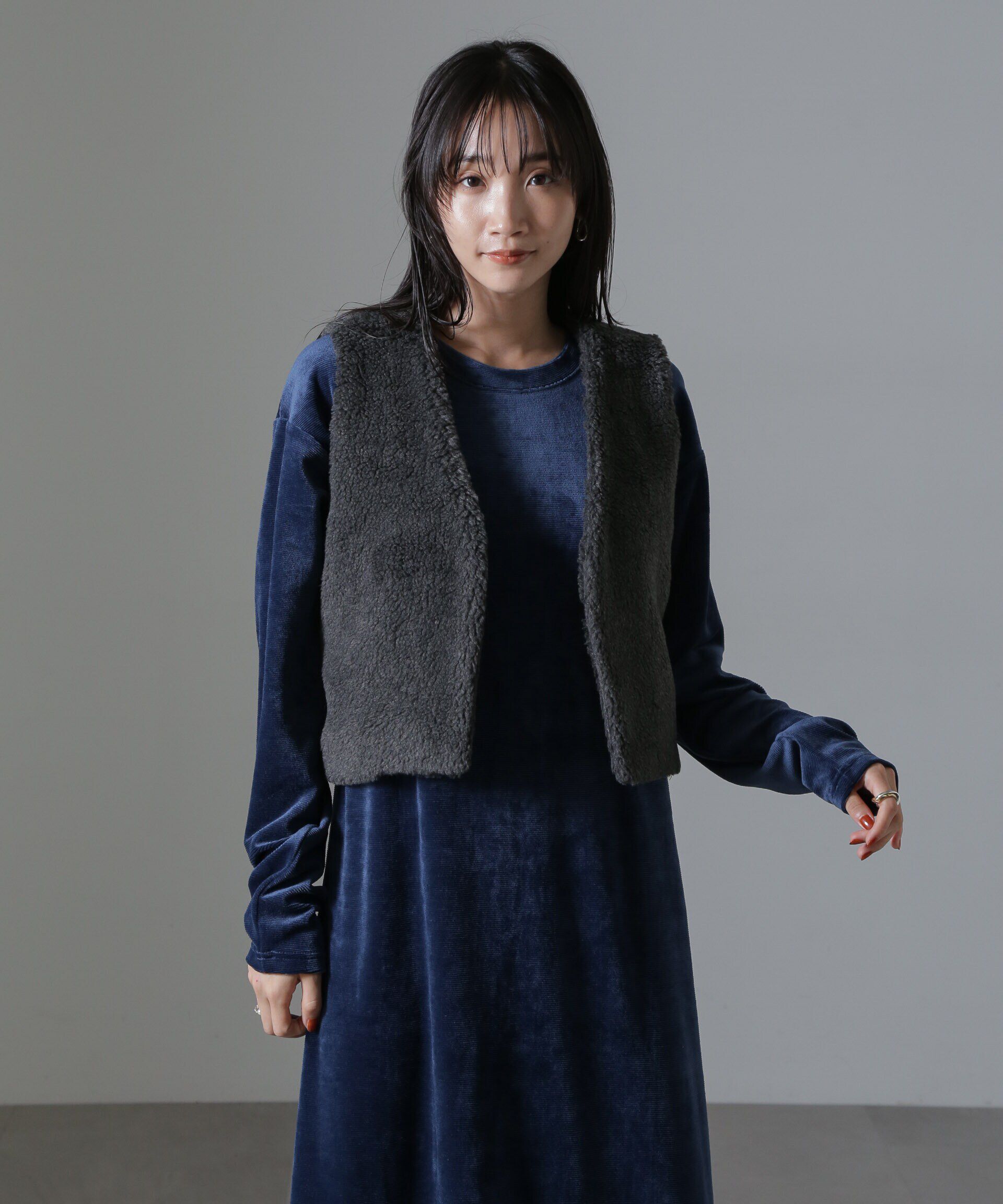 nano･universe「ライトボアクロップドジレ」|テーラードジャケット|