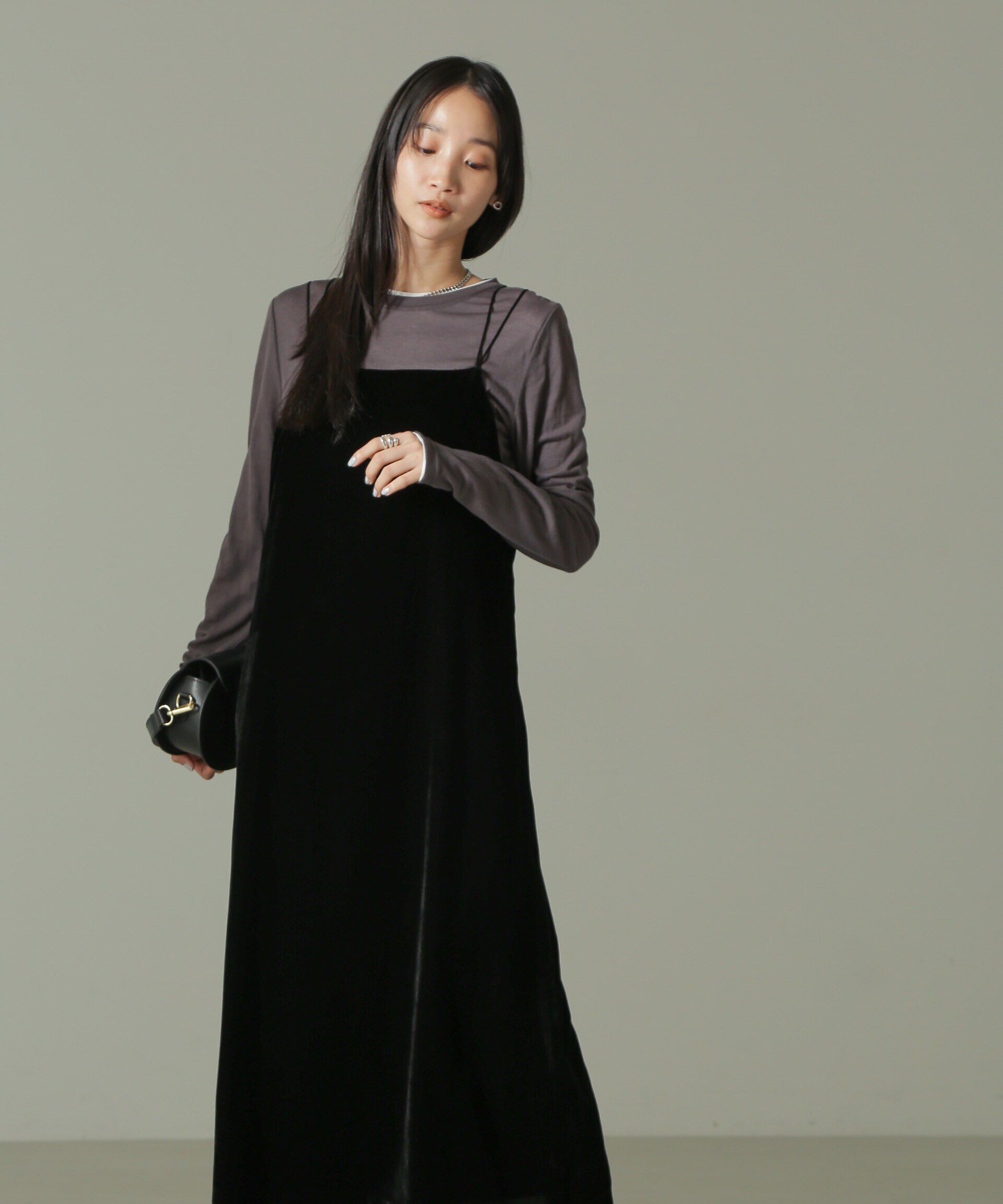 nano･universe「ベロアキャミワンピース」|ワンピース|ブラック