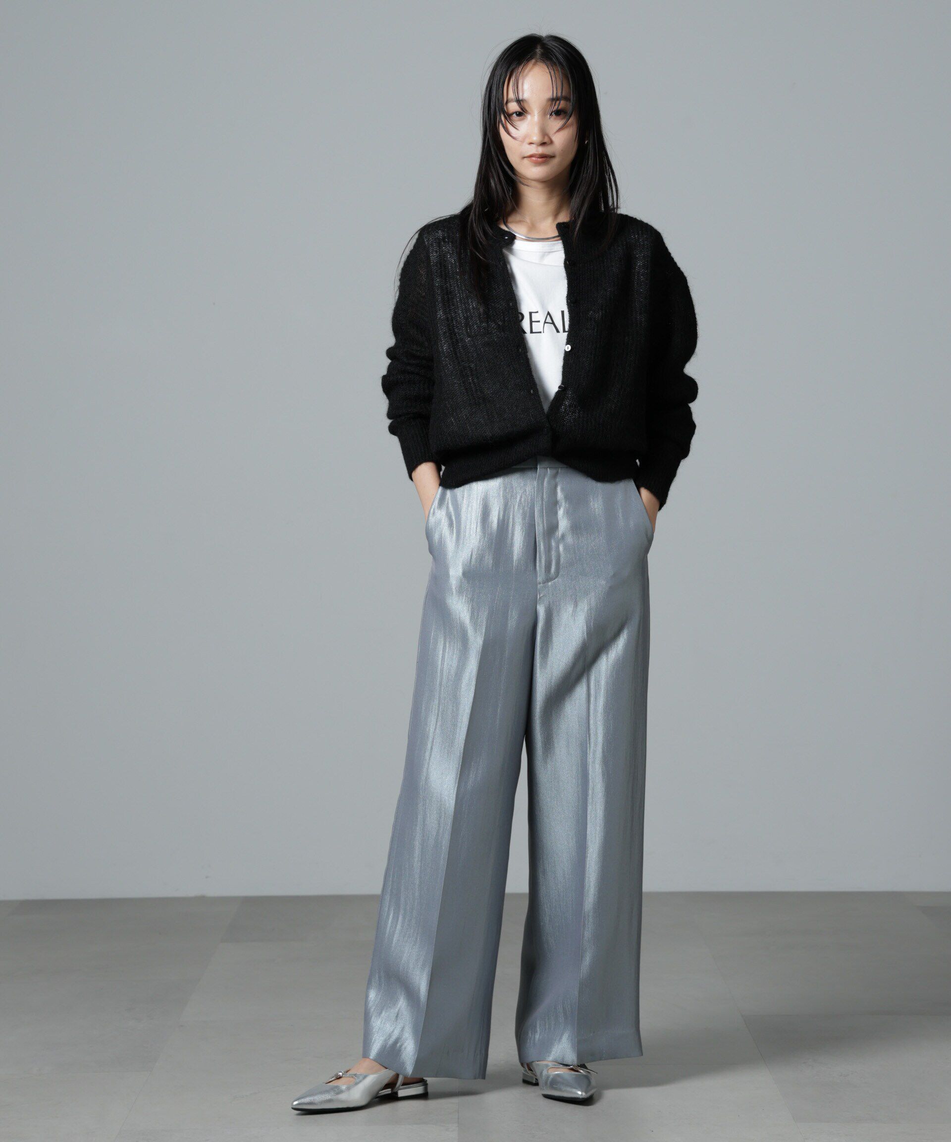 nano･universe「シャイニーサテンイージーパンツ」|チノ|