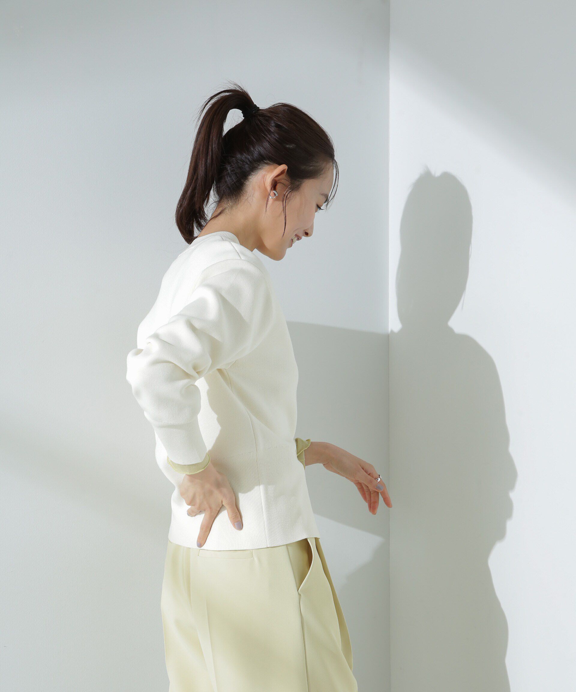 nano･universe「ダブルジャガードクルーネックニットカーディガン」|ニット・セーター|