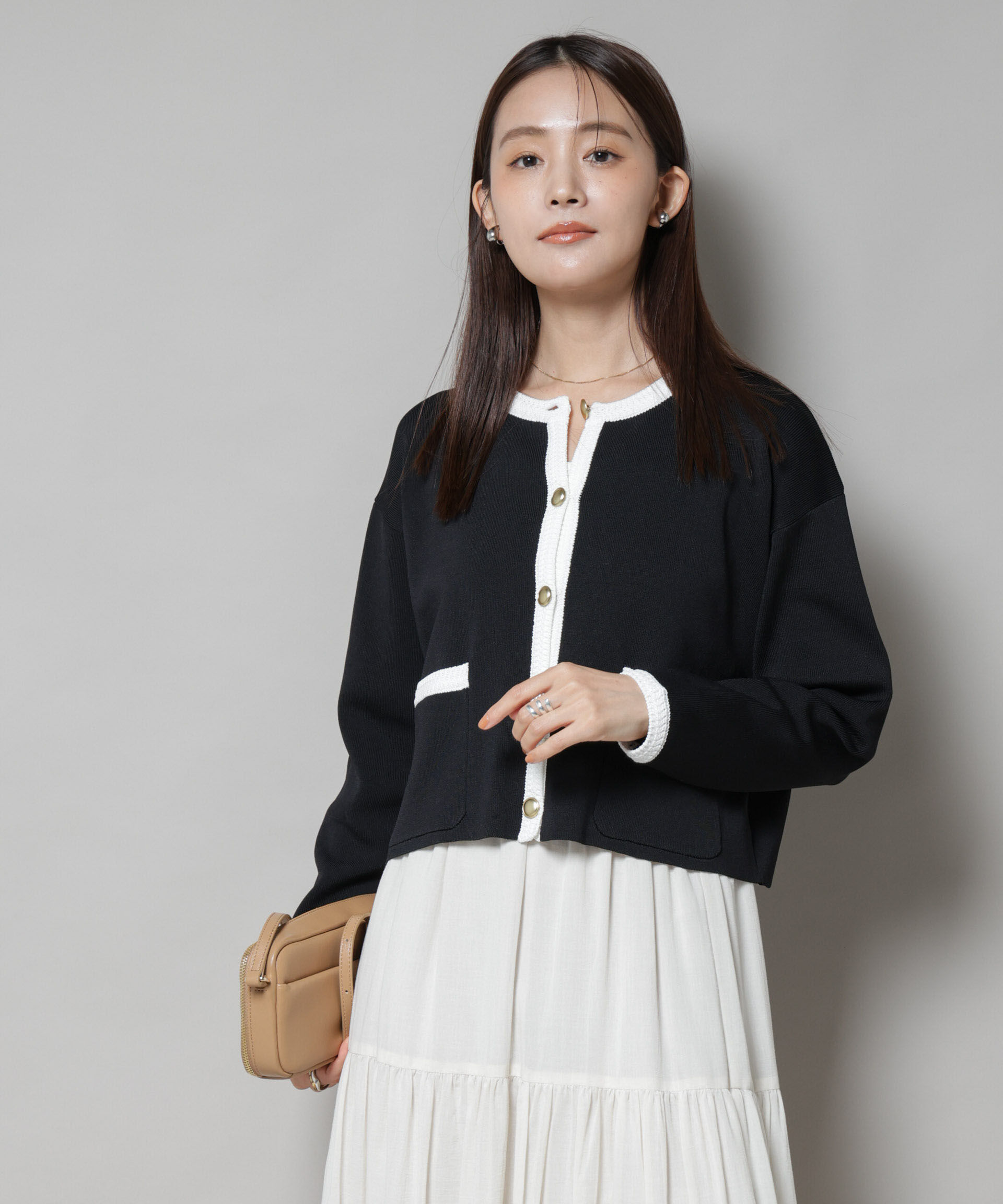 nano･universe「洗濯機洗可配色ジャケットカーディガン」|ニット・セーター|