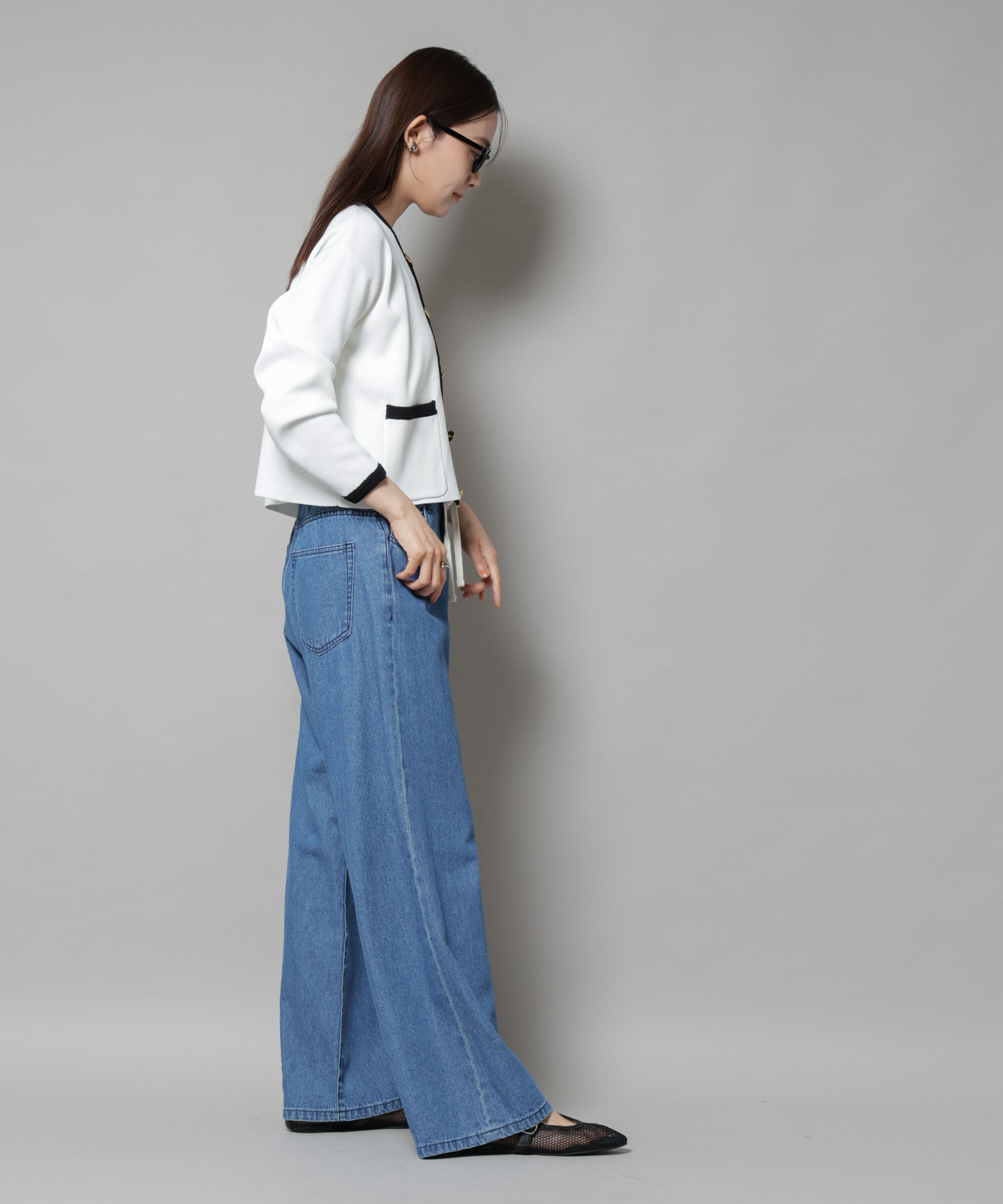 nano･universe「洗濯機洗可配色ジャケットカーディガン」|ニット・セーター|