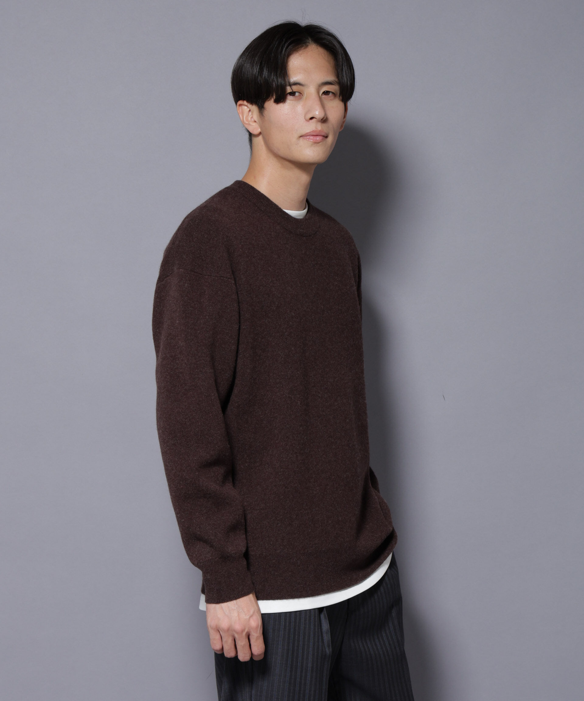 nano･universe「ウールカシミヤクルーネックプルオーバー」|ニット・セーター|ブラウン