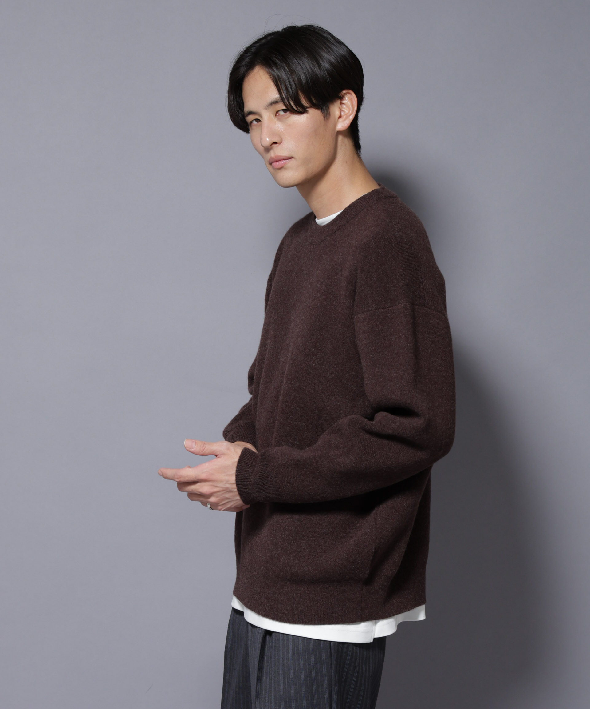nano･universe「ウールカシミヤクルーネックプルオーバー」|ニット・セーター|