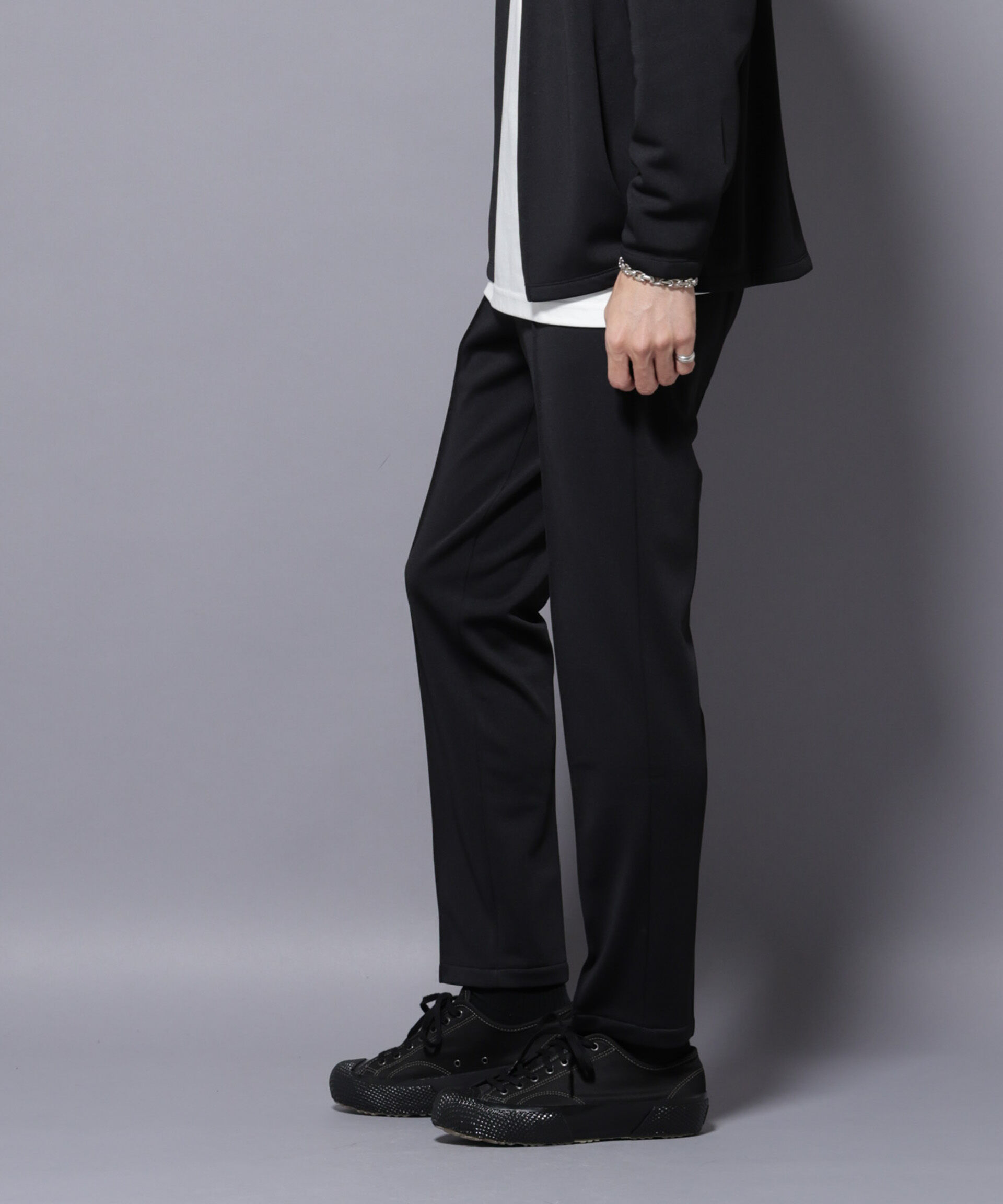 nano･universe「｢MC｣coveross(R) フリースボンディングイージースラックス」|チノ|ブラック