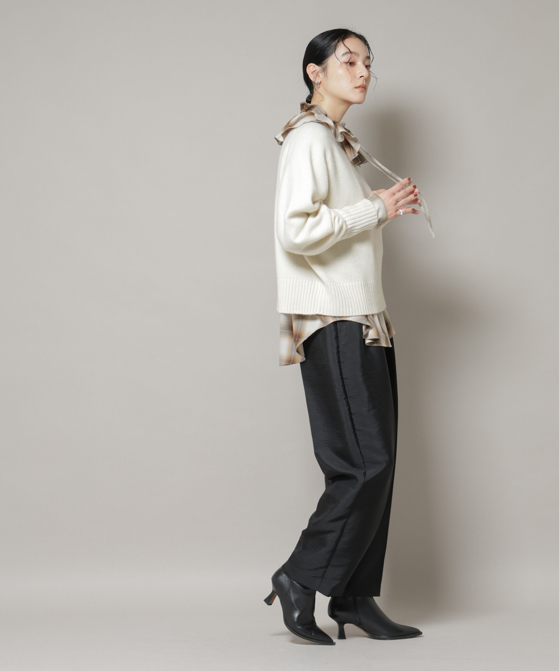 nano･universe「AQUAウールカシミヤクルーネックニットプルオーバー」|ニット・セーター|