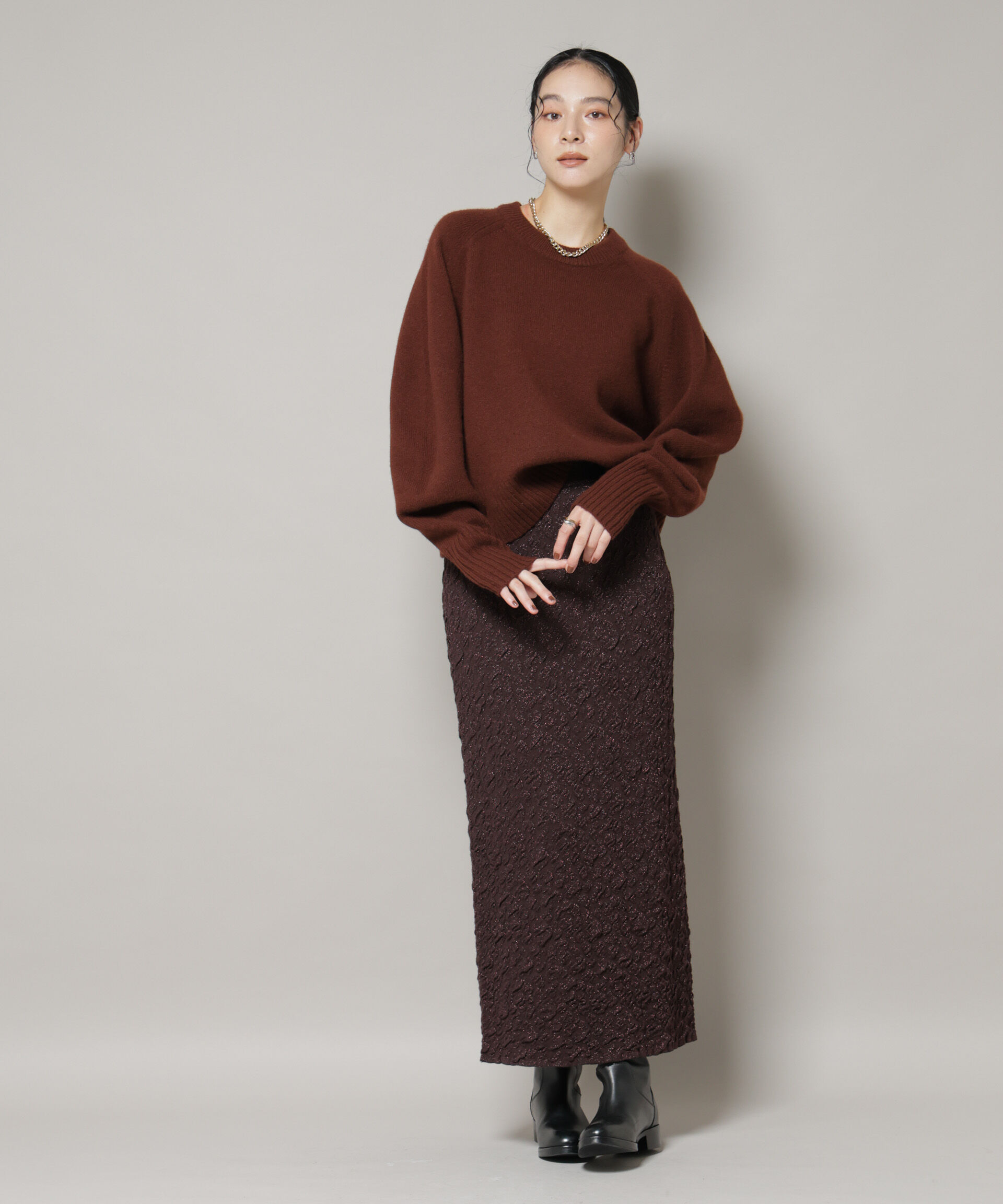 nano･universe「AQUAウールカシミヤクルーネックニットプルオーバー」|ニット・セーター|