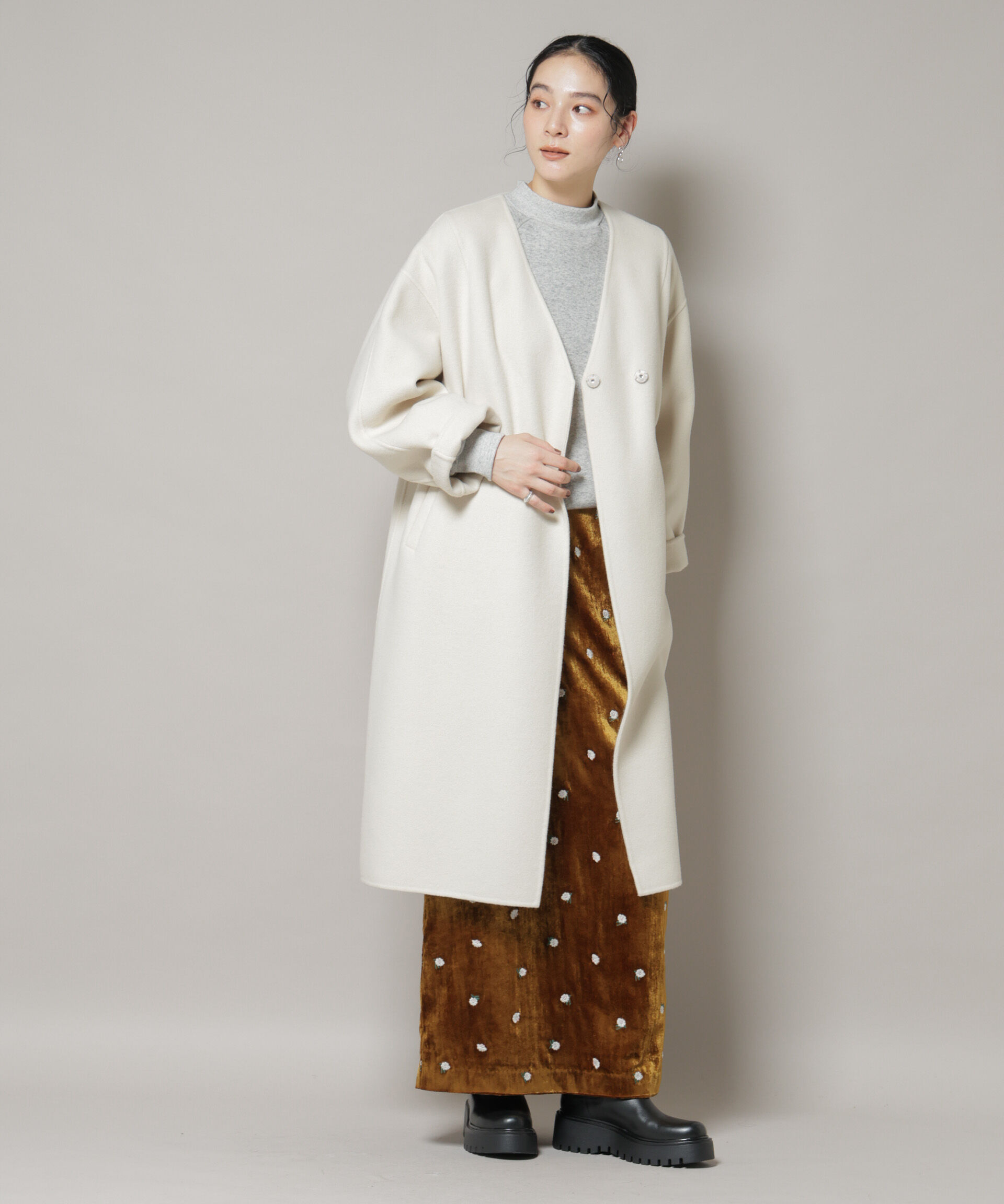 nano･universe「SUPER110blend リバーノーカラーロングコート」|その他|