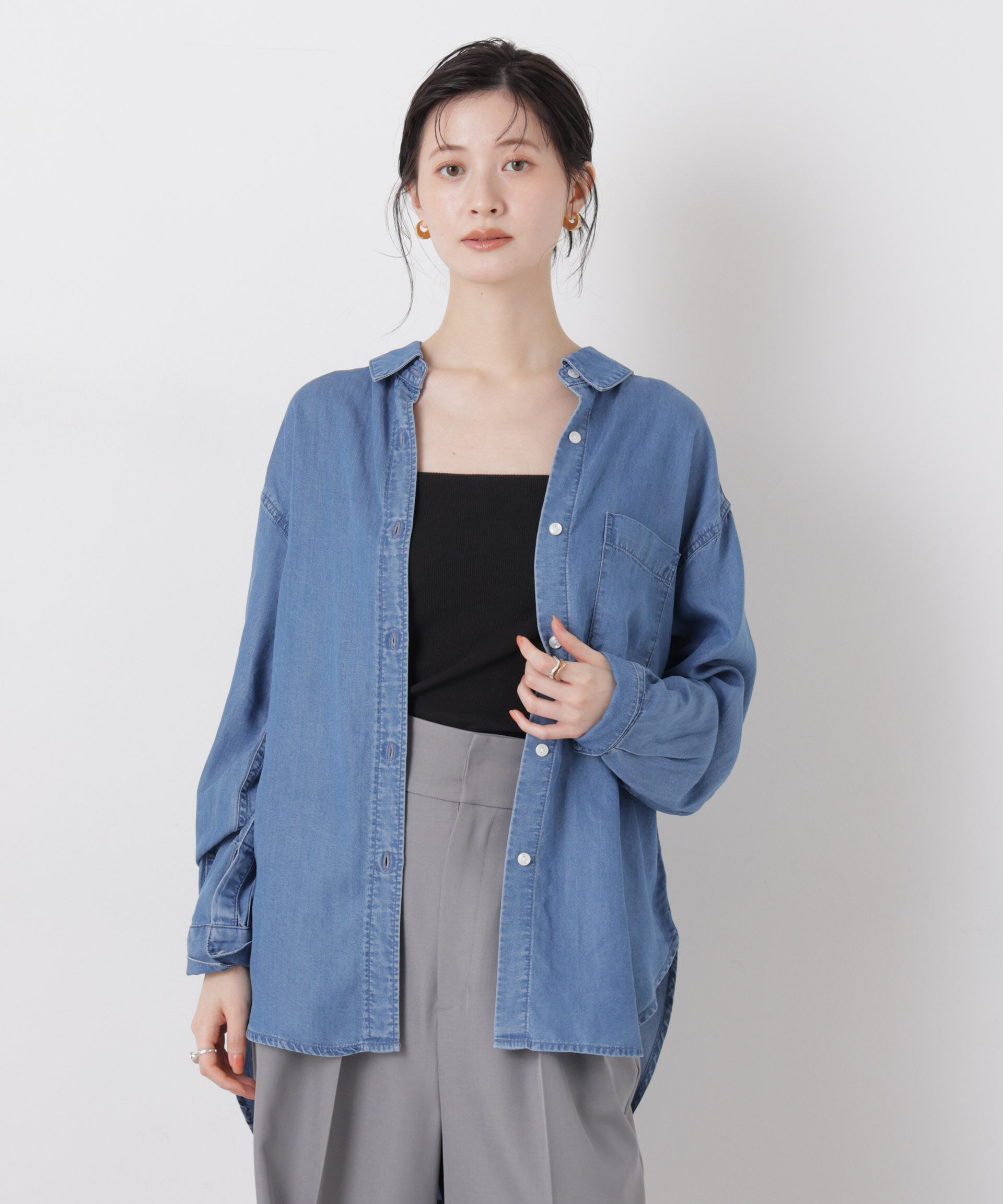 nano･universe「デニムワイドシャツ」|シャツ・ブラウス|