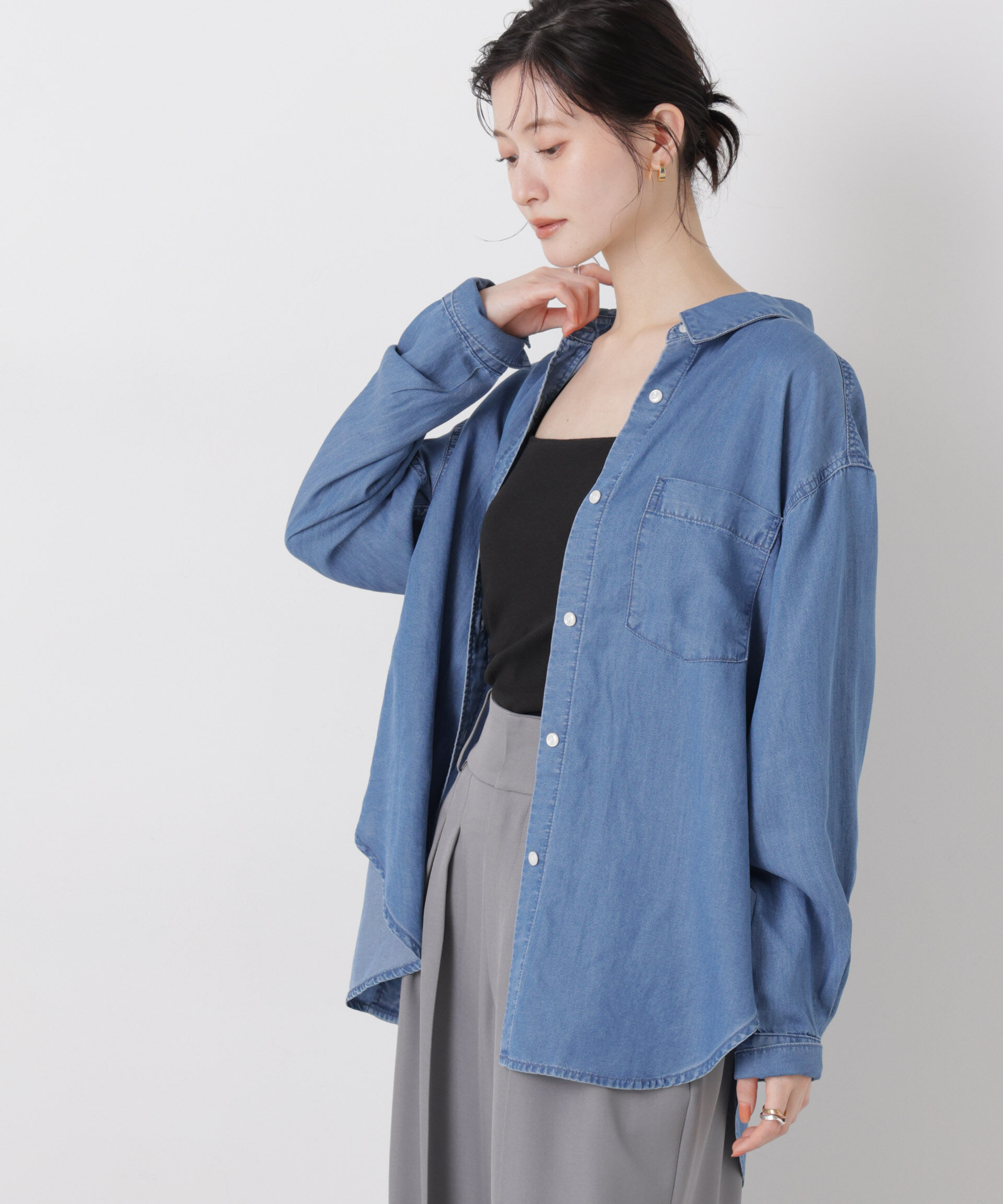 nano･universe「デニムワイドシャツ」|シャツ・ブラウス|