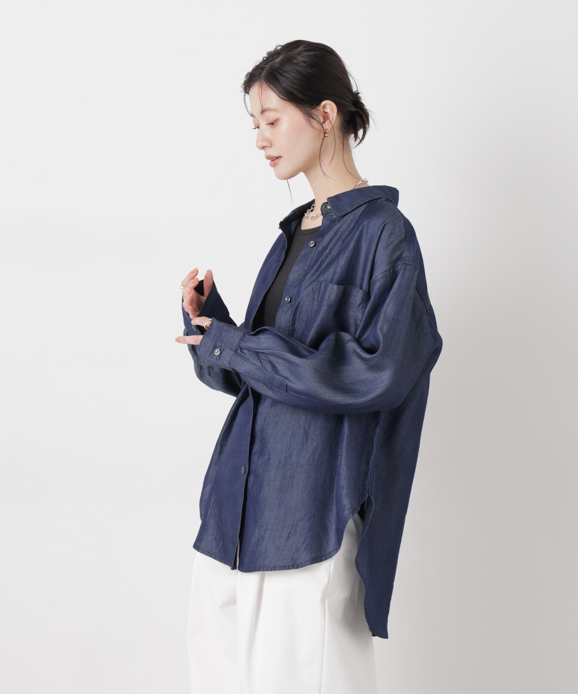 nano･universe「デニムワイドシャツ」|シャツ・ブラウス|