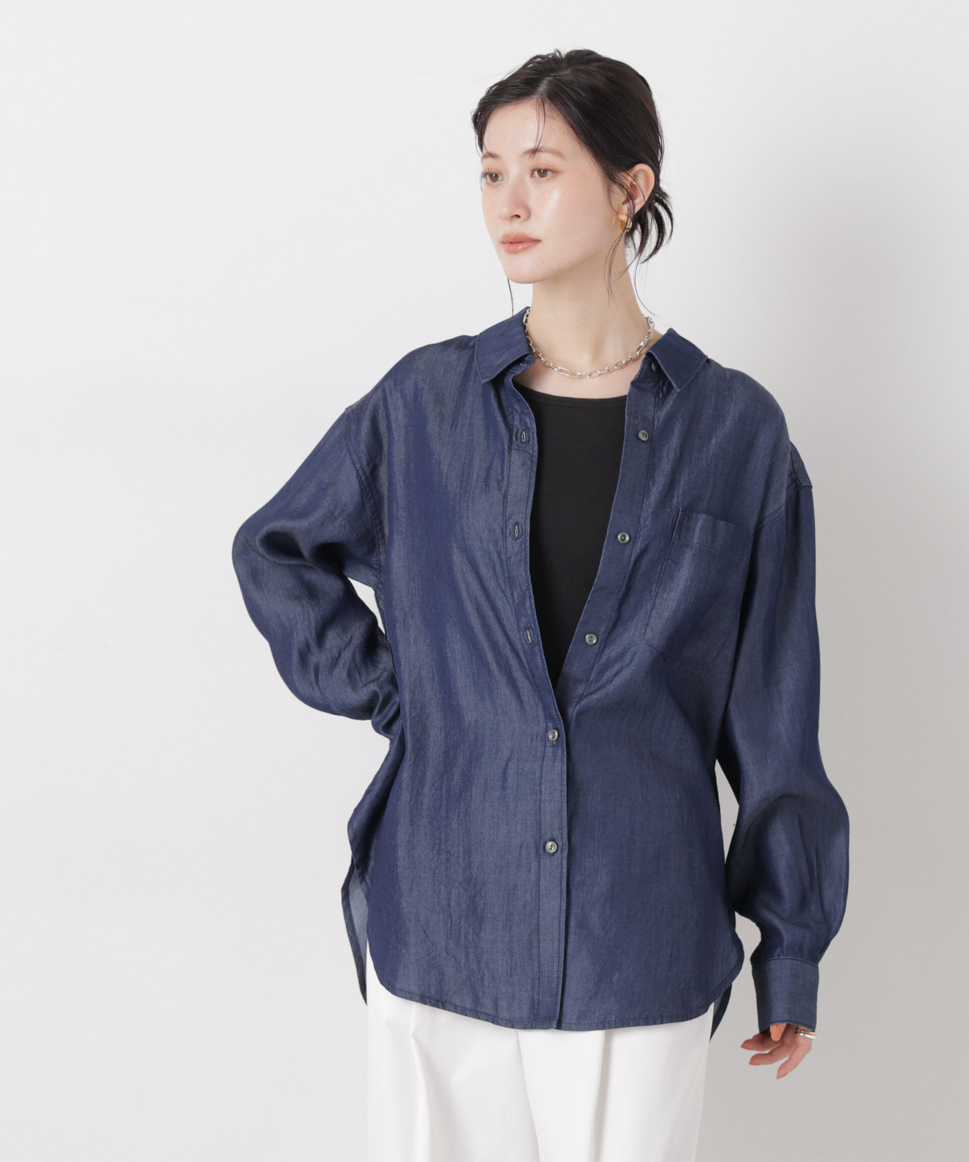 nano･universe「デニムワイドシャツ」|シャツ・ブラウス|