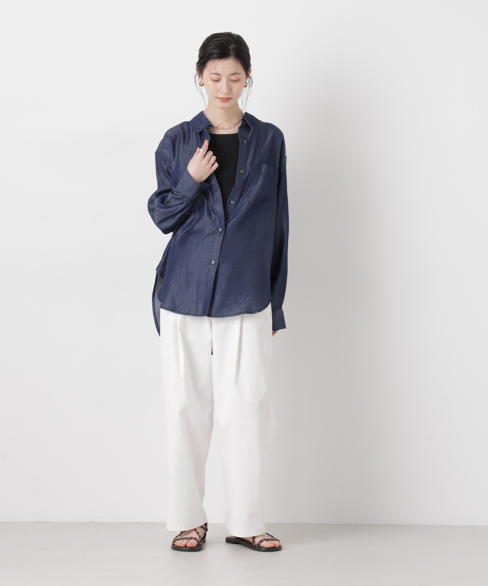 nano･universe「デニムワイドシャツ」|シャツ・ブラウス|