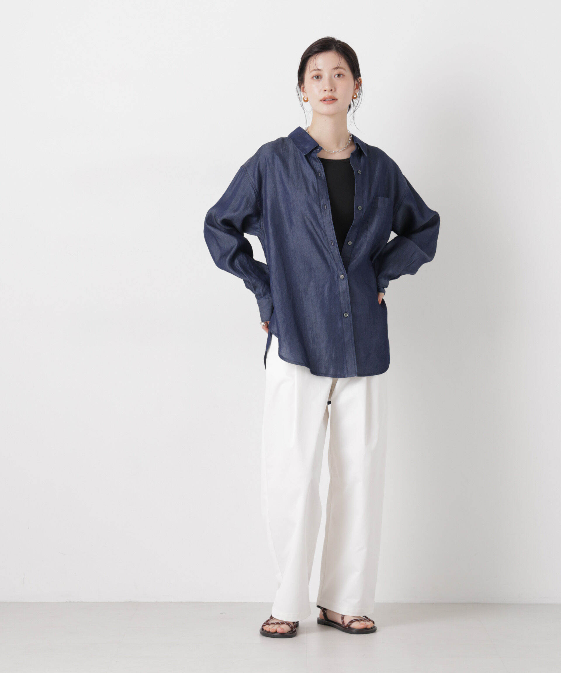 nano･universe「デニムワイドシャツ」|シャツ・ブラウス|