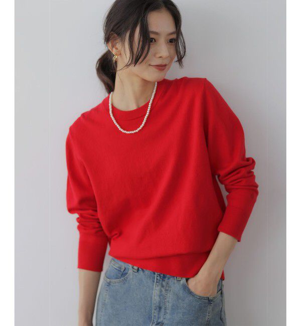 組曲「【加藤ローサさん着用】コットンカシミヤMIX刺繍入りニット」|ニット・セーター|レッド系