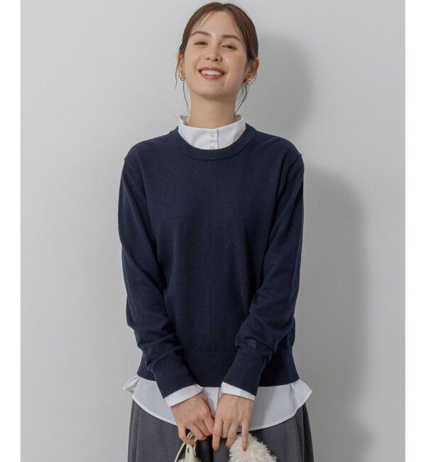 組曲「【加藤ローサさん着用】コットンカシミヤMIX刺繍入りニット」|ニット・セーター|ネイビー系