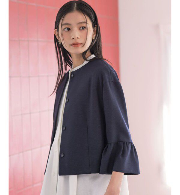 組曲「【WEB限定】ライトリネンライクノーカラー ジャケット」|ノーカラージャケット|