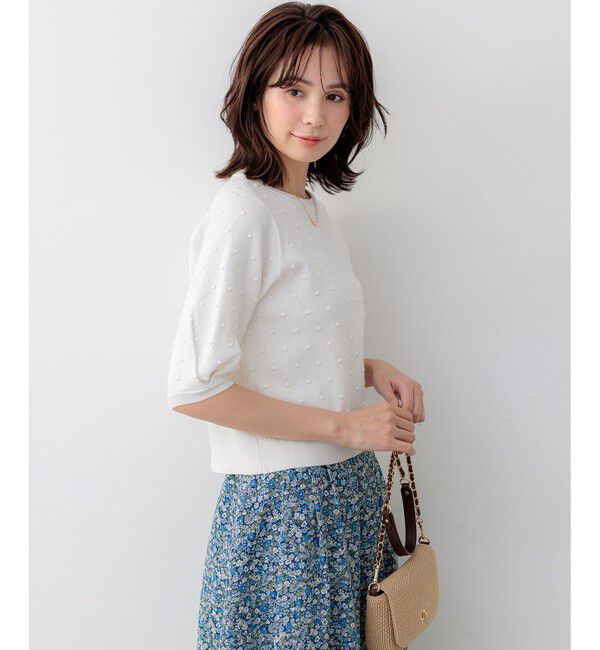 組曲「【WEB限定】ポップコーンアーガイル5分袖 ニット」|ニット・セーター|