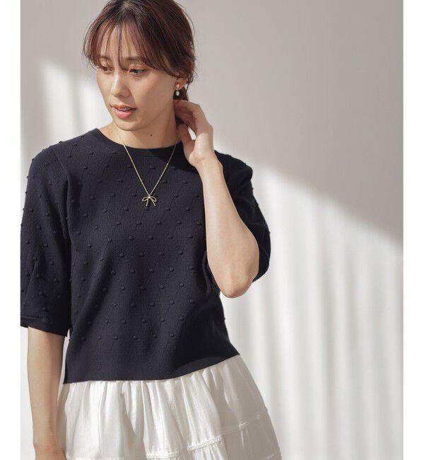 組曲「【WEB限定】ポップコーンアーガイル5分袖 ニット」|ニット・セーター|