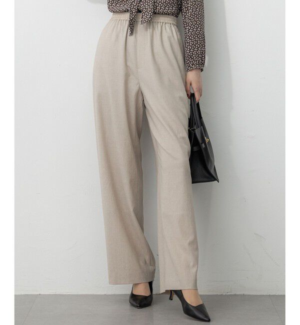 23区「【洗える】トリアセスラブストレッチ ワイド パンツ」|その他|ベージュ系