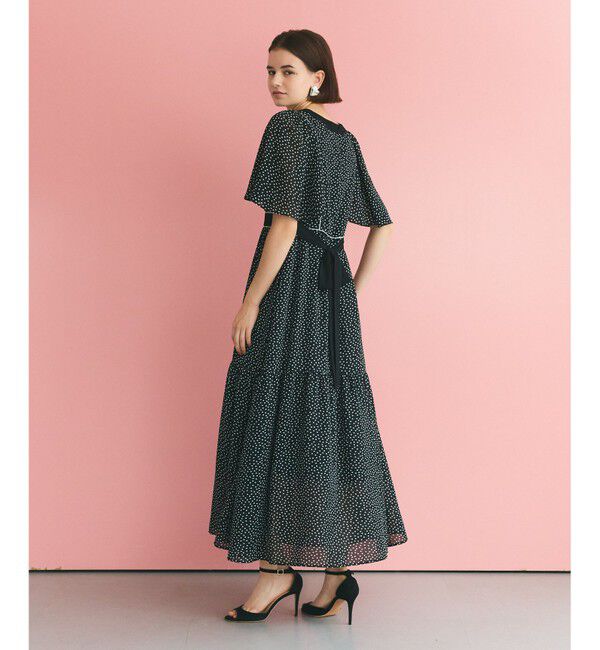Grace Class「ドットフレアスリーブマキシ」|ワンピース|ブラック