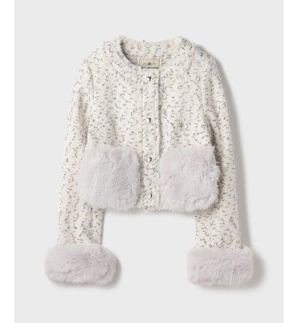 GRACE CONTINENTAL「ツイードコンビジャケット」|ノーカラージャケット|