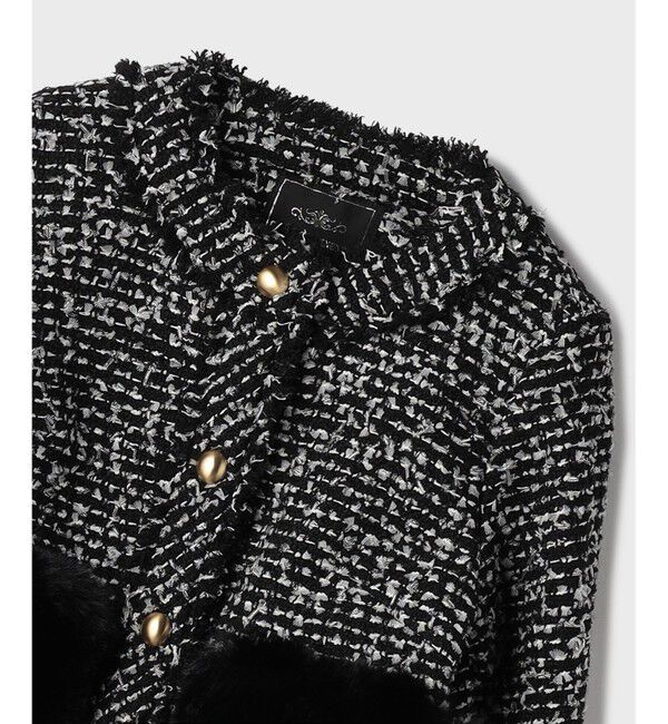 GRACE CONTINENTAL「ツイードコンビジャケット」|ノーカラージャケット|