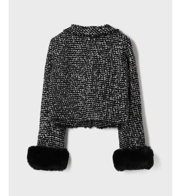 GRACE CONTINENTAL「ツイードコンビジャケット」|ノーカラージャケット|