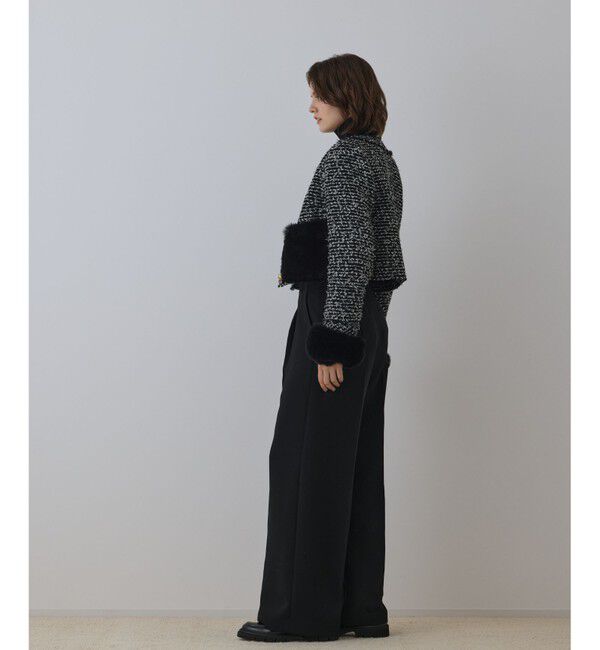 GRACE CONTINENTAL「ツイードコンビジャケット」|ノーカラージャケット|